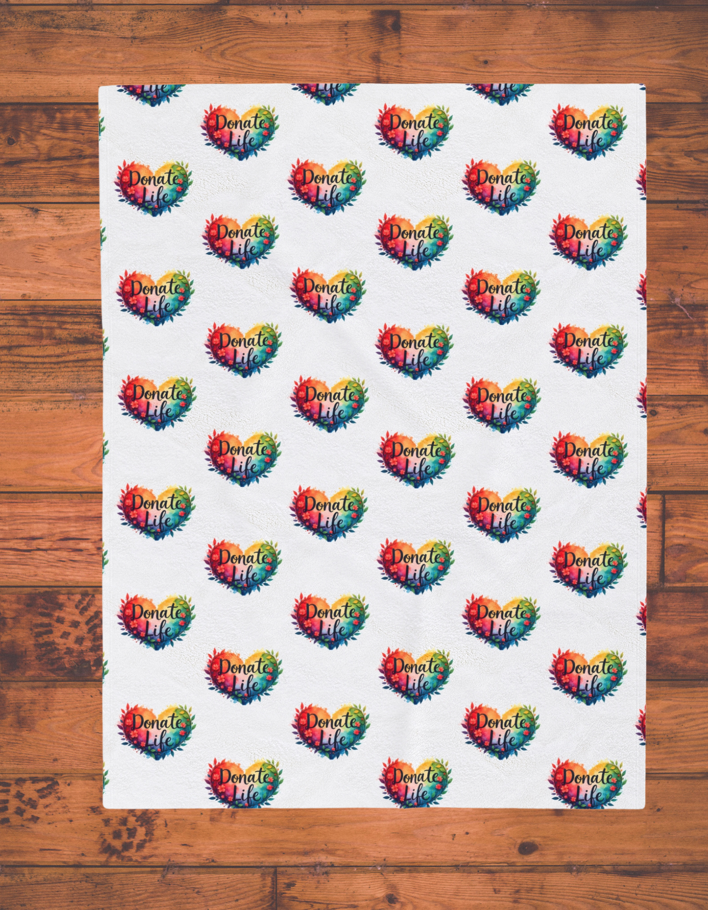 Donate Life Colorful Heart Comfort Blanket, Velveteen Plush Blanket