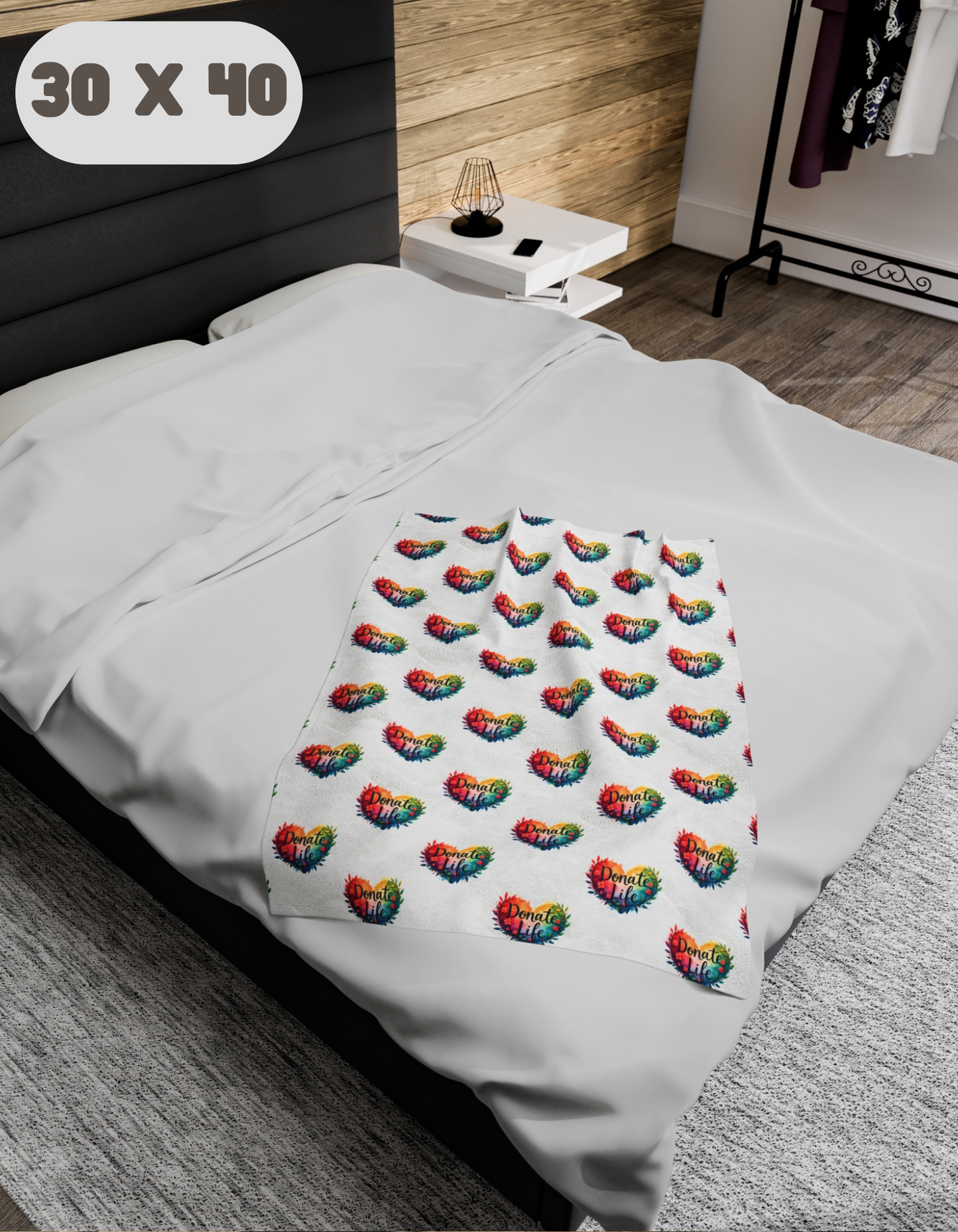 Donate Life Colorful Heart Comfort Blanket, Velveteen Plush Blanket