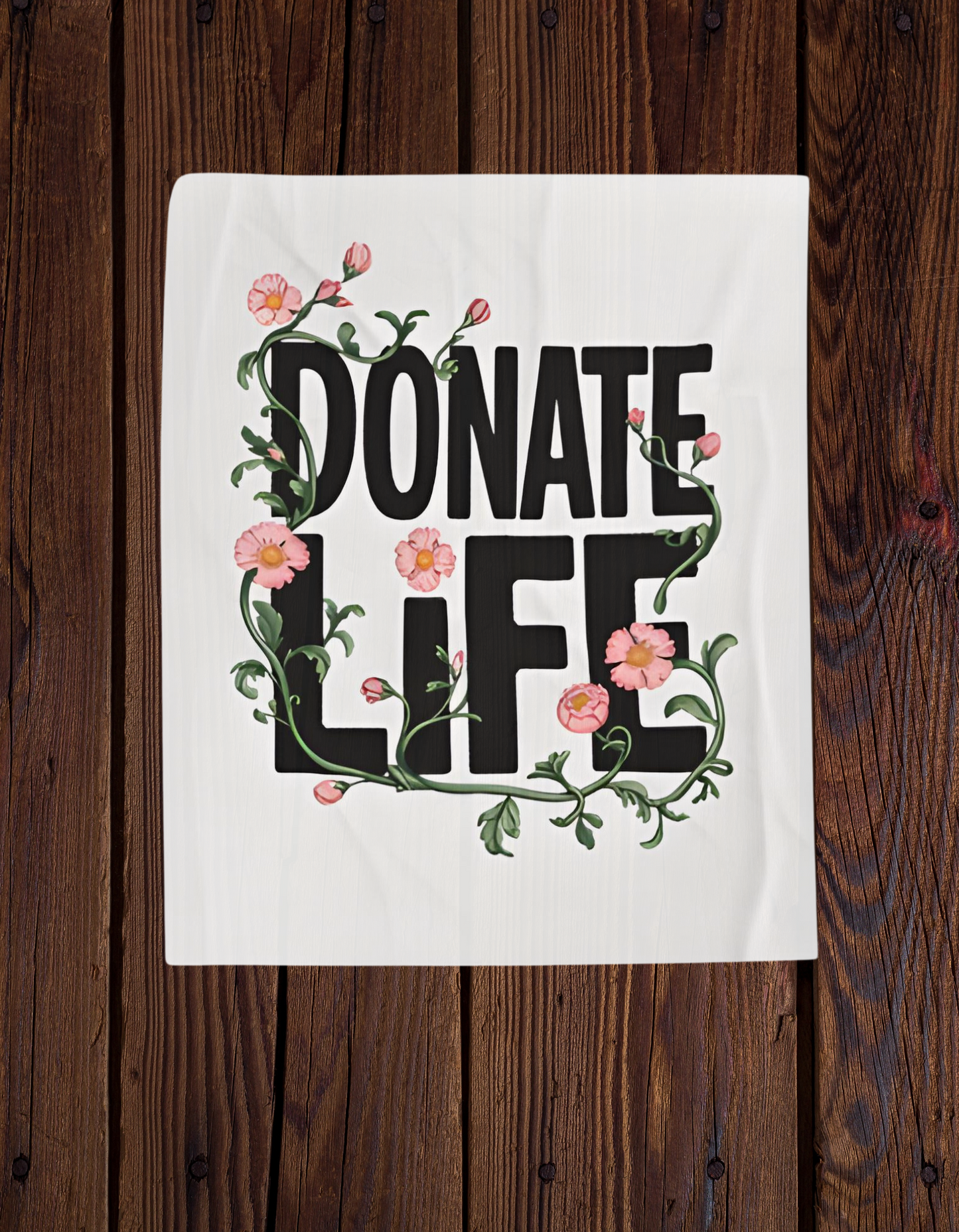 Comfort Blanket for Organ Donation with Floral Donate Life Design, Velveteen Plush Blanket