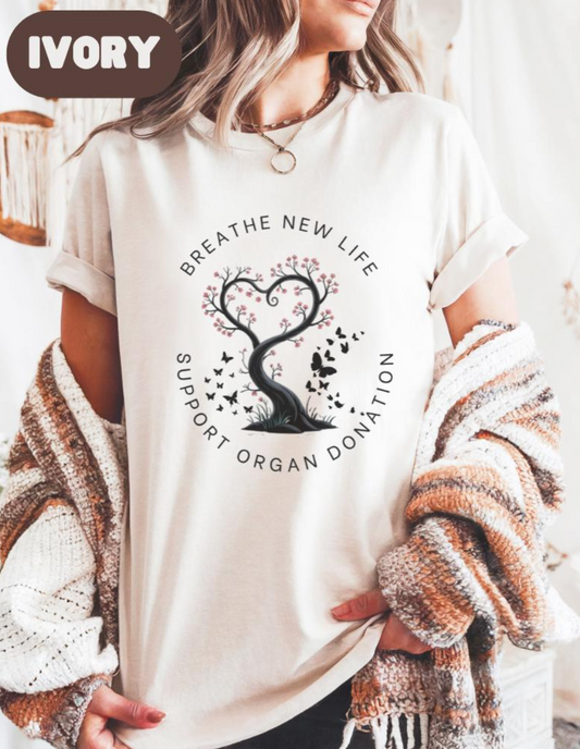 Breathe New Life Organ Donation Shirt, Support Organ Donation, Transplant Awareness, Donate Life, Organ Transplant, Heart,Liver,Lung, Kidney
