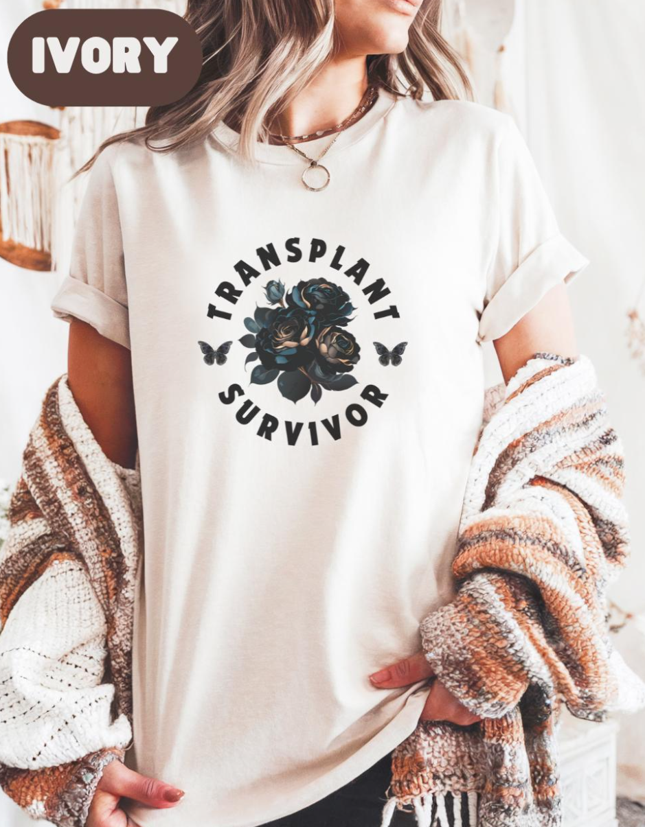 Black Rose Butterfly Transplant Survivor Gift, Organ Donation Shirt, Organ Transplant Shirt, Donate Life Tee, Transplant Awareness Shirt, Kidney Liver Lung Heart