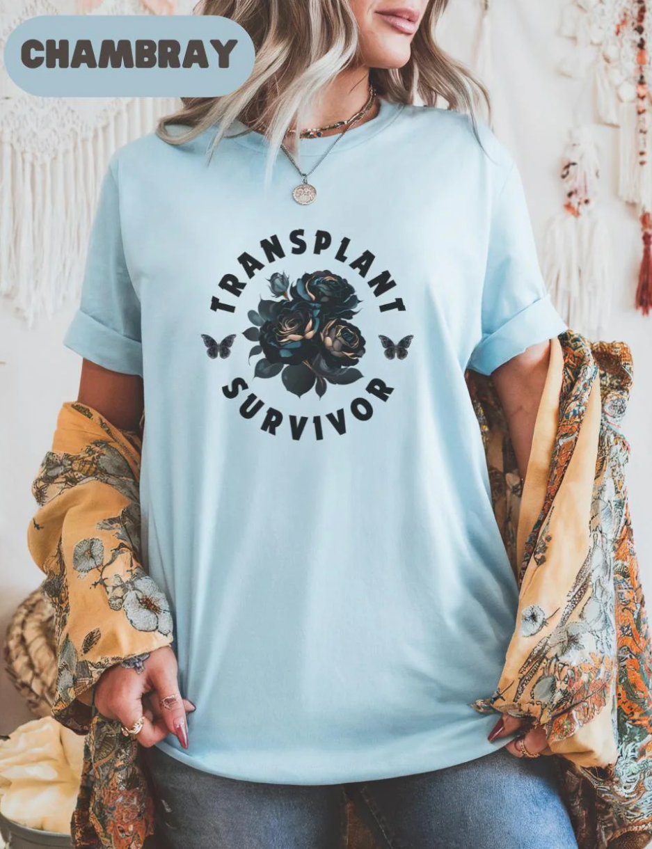 Black Rose Butterfly Transplant Survivor Gift, Organ Donation Shirt, Organ Transplant Shirt, Donate Life Tee, Transplant Awareness Shirt, Kidney Liver Lung Heart