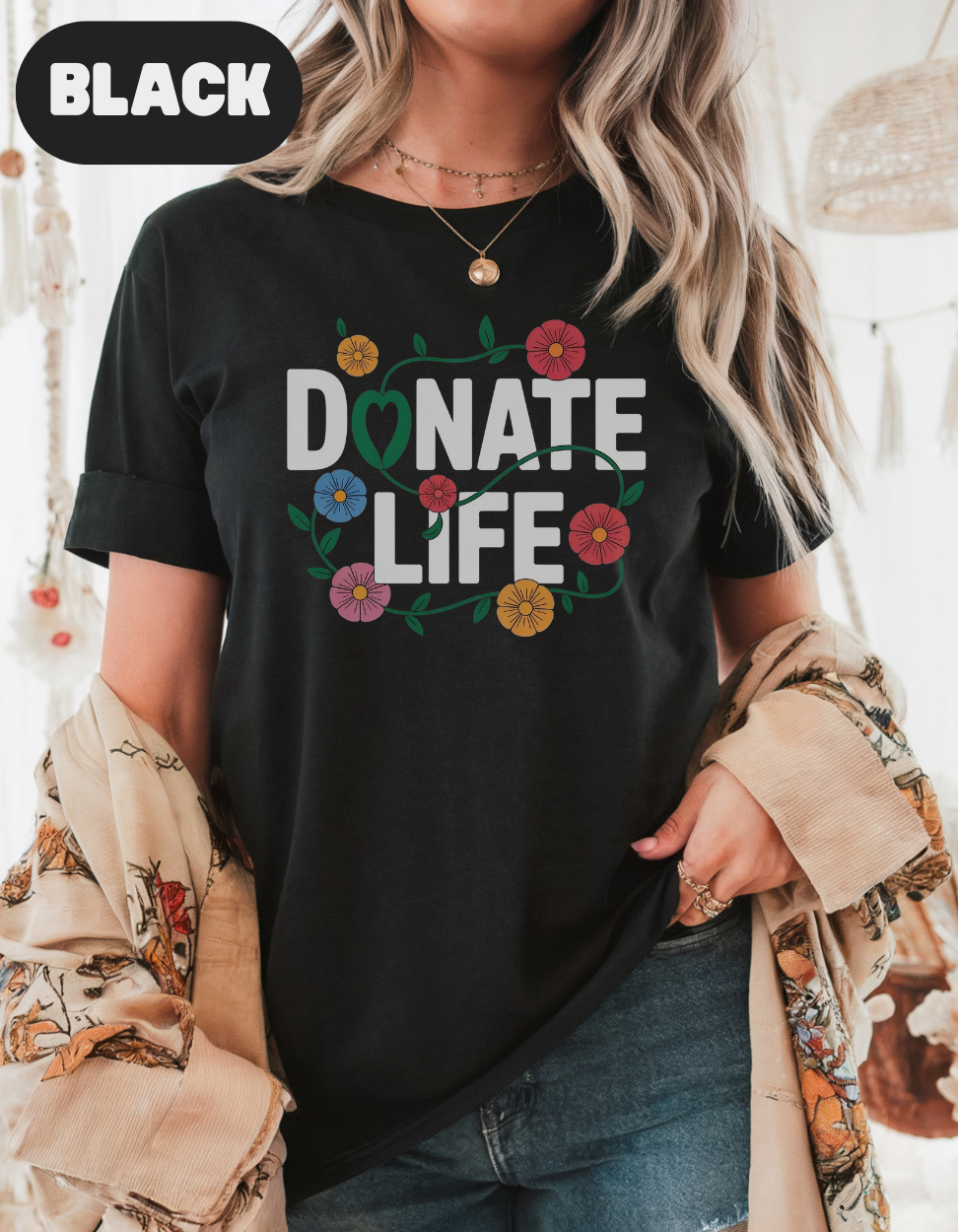 Comfort Colors Floral Donate Life Shirt, Organ Donation Shirt, Organ Donor, Organ Transplant, Heart, Liver, Kidney, Lung, Living Donor, RN