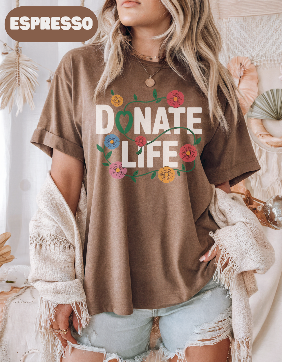 Comfort Colors Floral Donate Life Shirt, Organ Donation Shirt, Organ Donor, Organ Transplant, Heart, Liver, Kidney, Lung, Living Donor, RN
