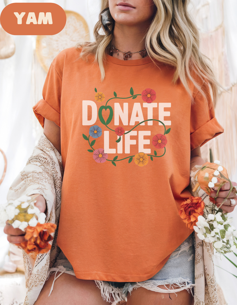 Comfort Colors Floral Donate Life Shirt, Organ Donation Shirt, Organ Donor, Organ Transplant, Heart, Liver, Kidney, Lung, Living Donor, RN