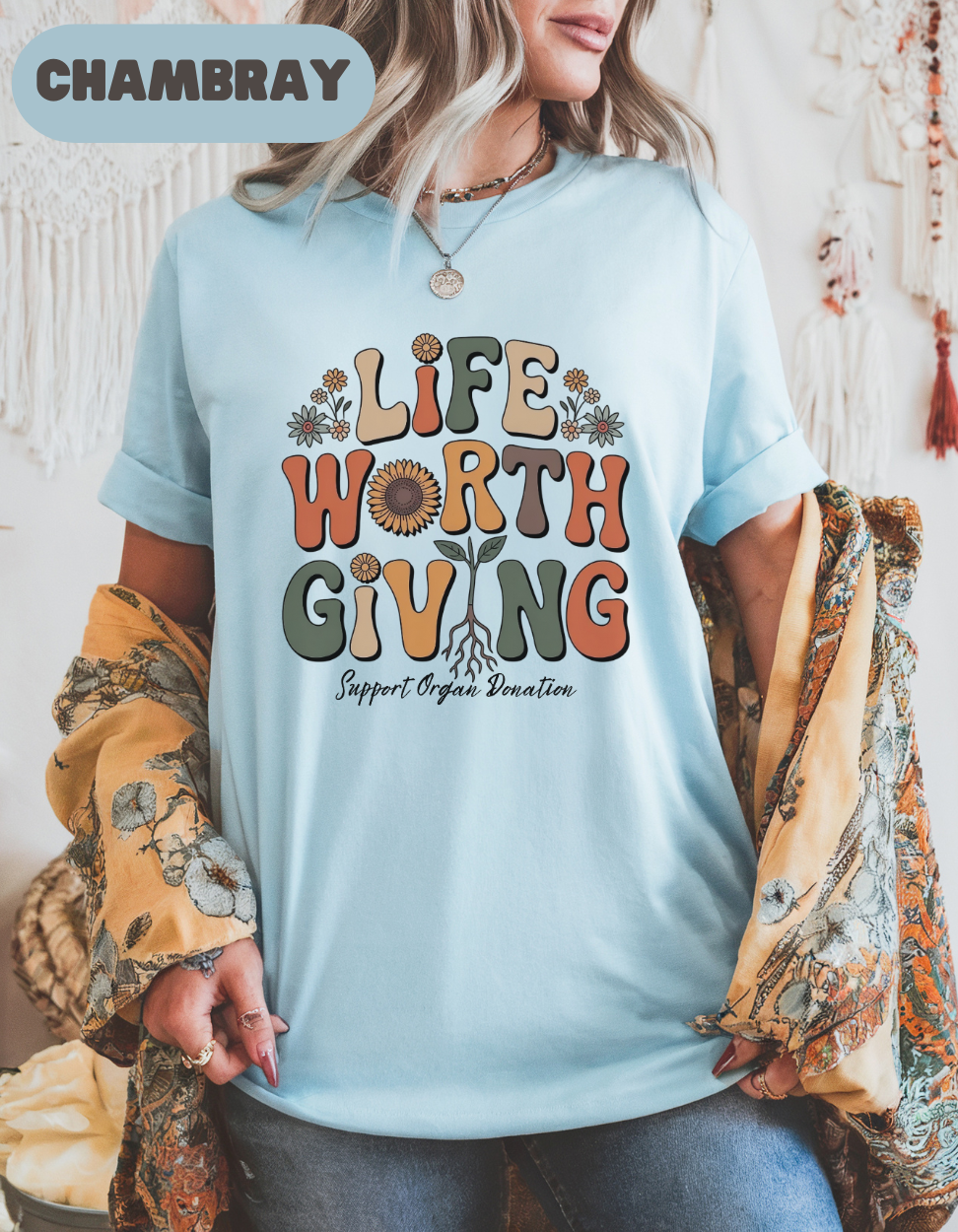 Life Worth Giving Organ Donation Shirt, Donate Life Tee, Comfort Colors Boho Transplant Shirt, Support Organ Donation Gift, Green Ribbon