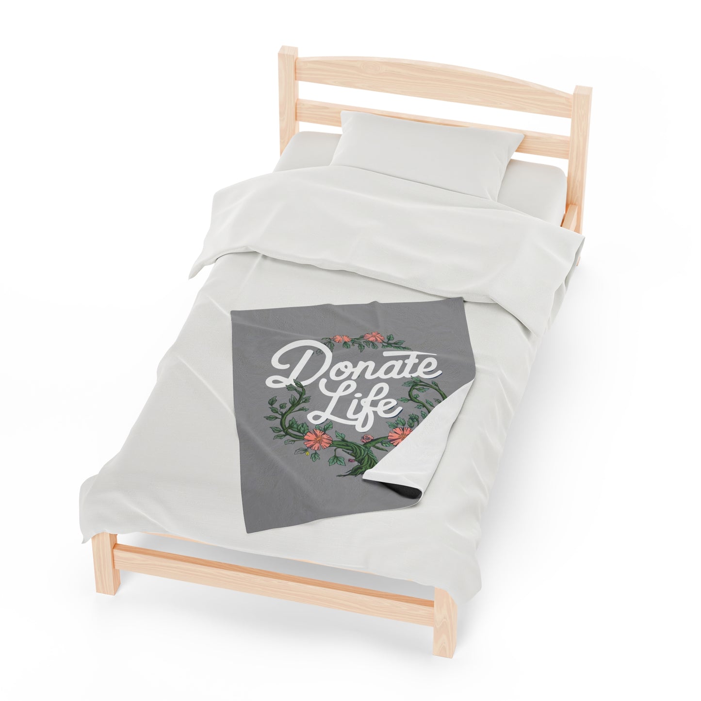 Donate Life Comfort Blanket with Vine and Flowers Design, Velveteen Plush Blanket