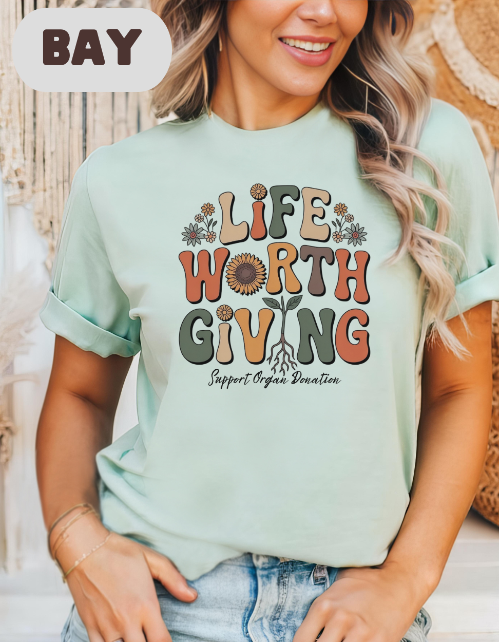 Life Worth Giving Organ Donation Shirt, Donate Life Tee, Comfort Colors Boho Transplant Shirt, Support Organ Donation Gift, Green Ribbon
