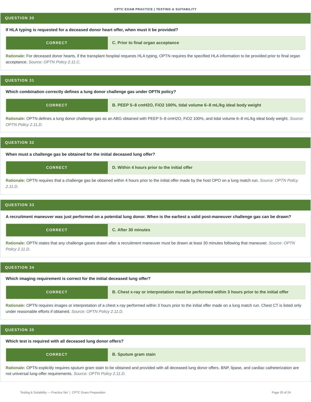 Donor Management and Optimization (Part 1) - Testing and Suitability - 50 CPTC Practice Questions (July 2026 Edition)