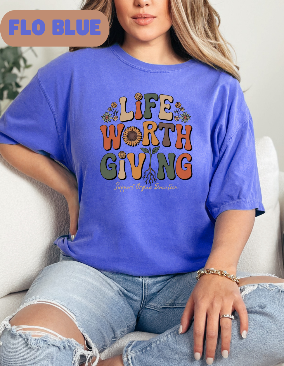 Life Worth Giving Organ Donation Shirt, Donate Life Tee, Comfort Colors Boho Transplant Shirt, Support Organ Donation Gift, Green Ribbon