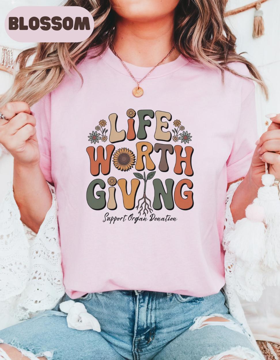 Life Worth Giving Organ Donation Shirt, Donate Life Tee, Comfort Colors Boho Transplant Shirt, Support Organ Donation Gift, Green Ribbon