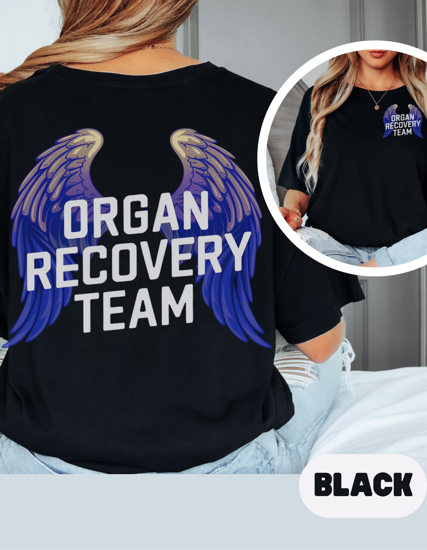 Organ Recovery Team T Shirt, Angel Wings