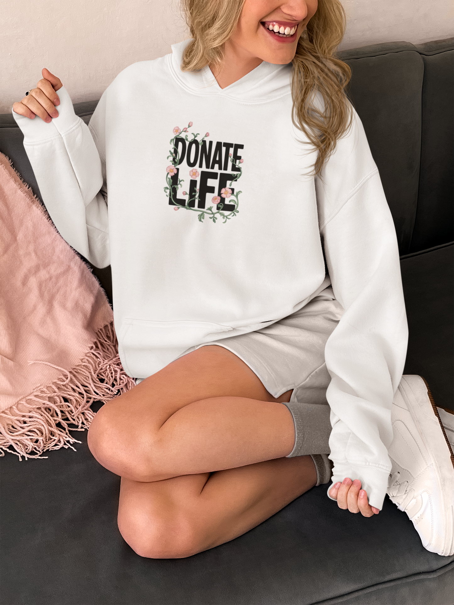 Floral Donate Life Hoodie, Organ Donation Sweatshirt