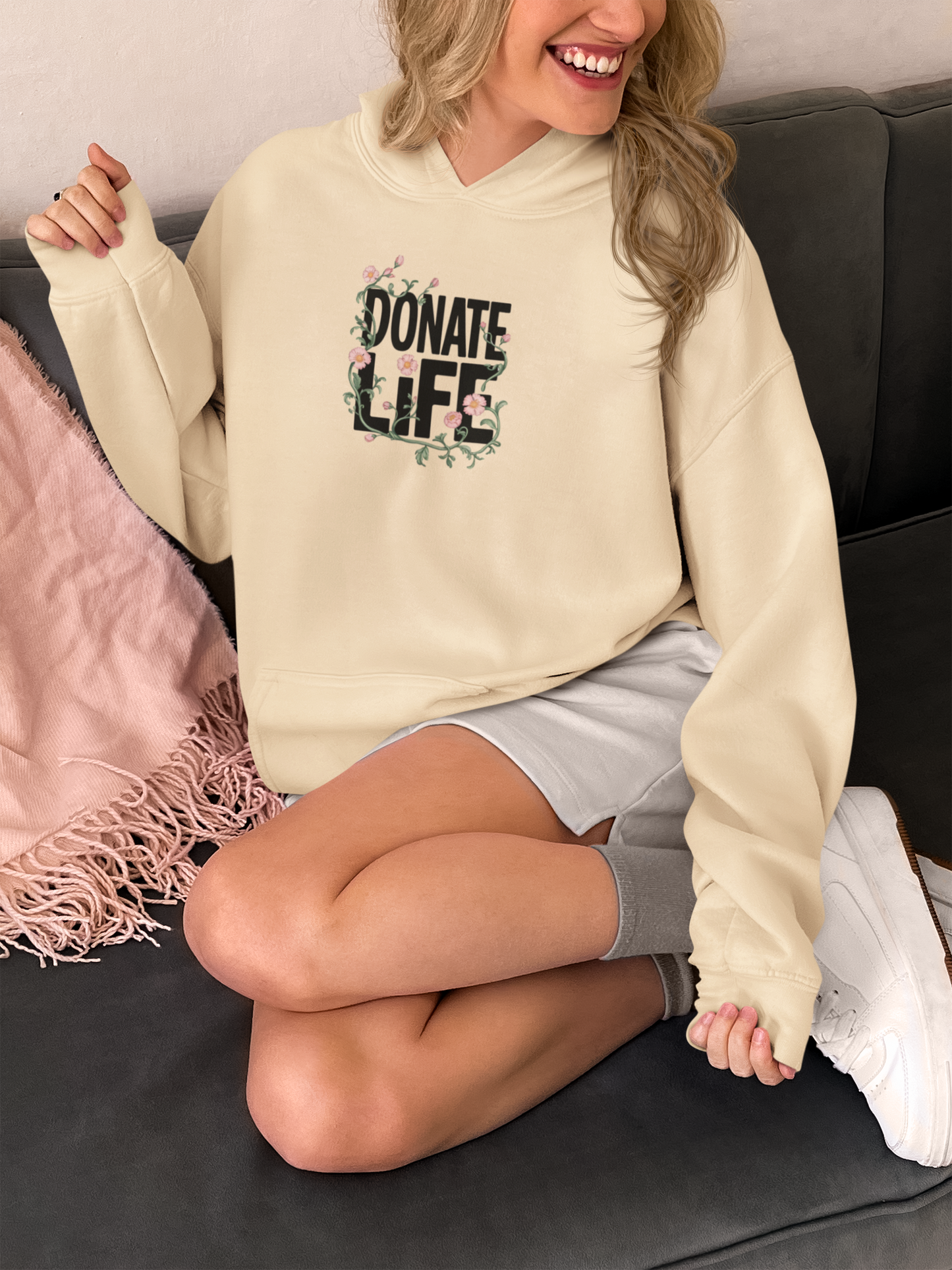 Floral Donate Life Hoodie, Organ Donation Sweatshirt