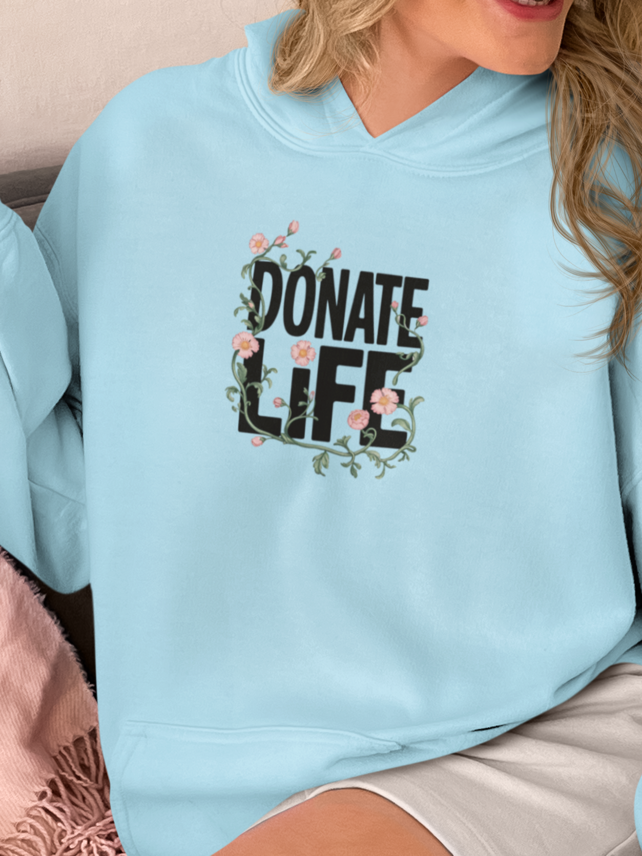 Floral Donate Life Hoodie, Organ Donation Sweatshirt