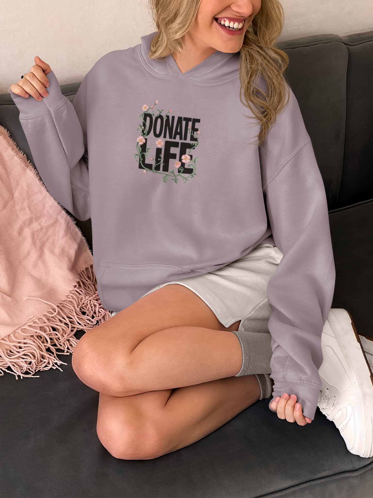 Floral Donate Life Hoodie, Organ Donation Sweatshirt