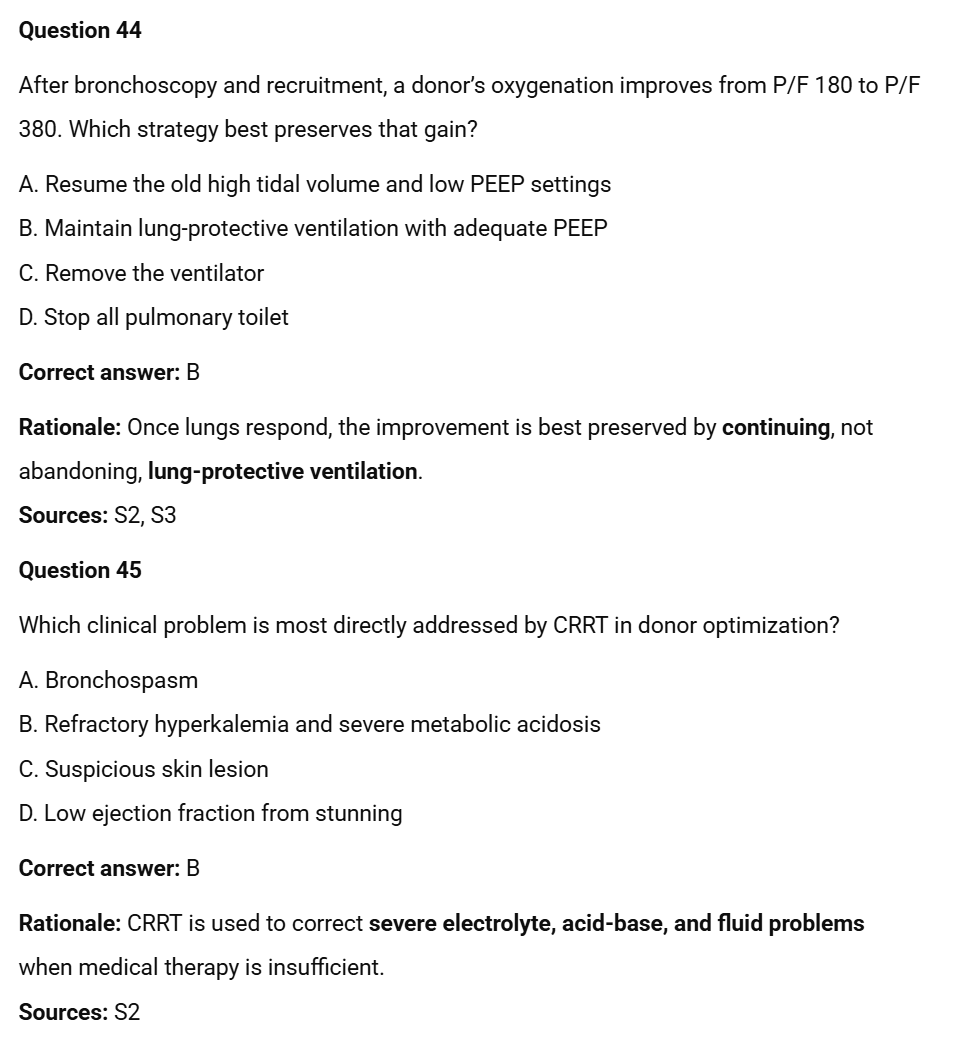 Donor Management and Optimization (Part 2) -Optimizing Organ Function - 50 CPTC Practice Questions (July 2026 Edition)