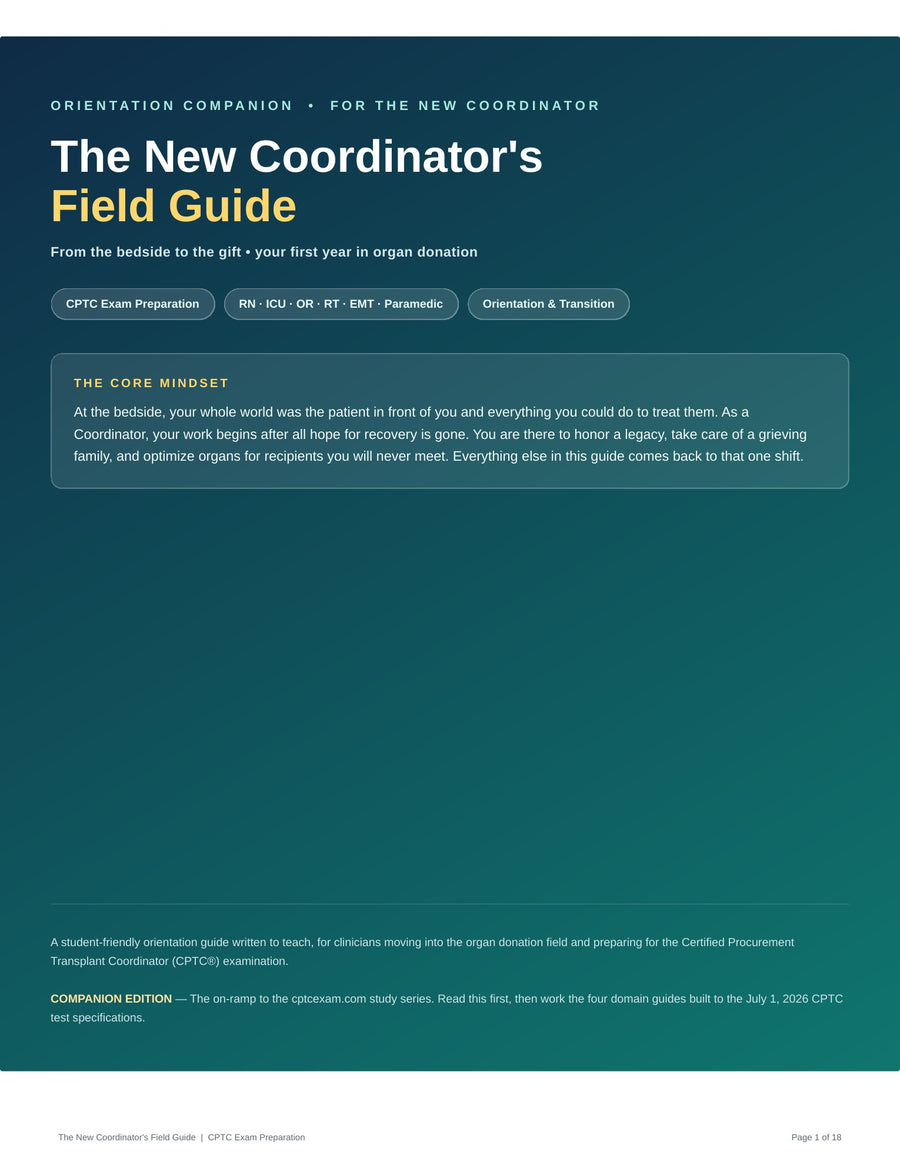 Cover of The New Coordinator's Field Guide for organ procurement coordinators
