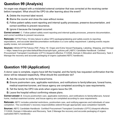 Organ Recovery & Preservation - 100 CPTC Exam Practice Questions (July 2026 Edition)