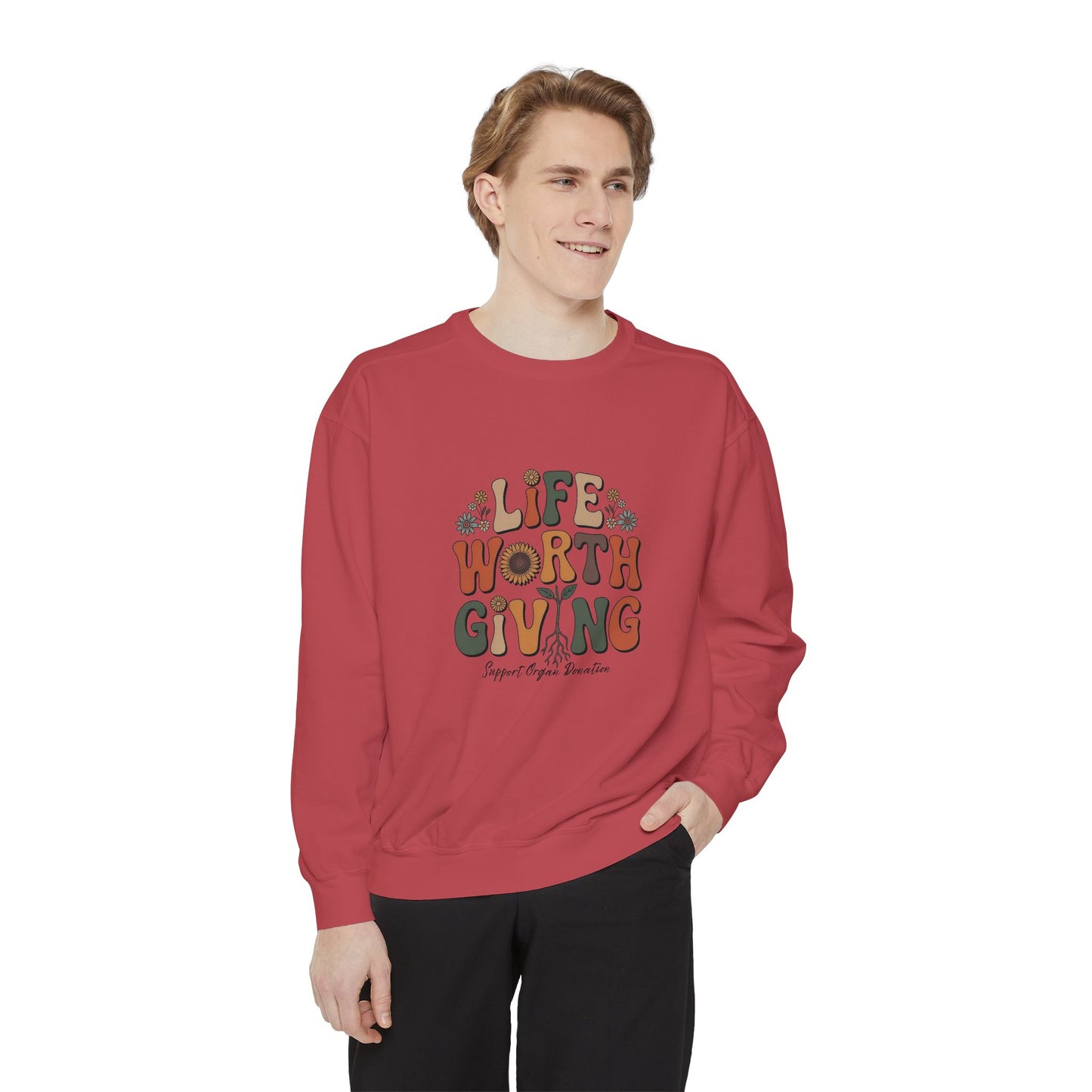Life Worth Giving Organ Donation Sweatshirt, Comfort Colors Boho Donate Life, Transplant Gift, Green Ribbon, Living Donor, Kidney Transplant