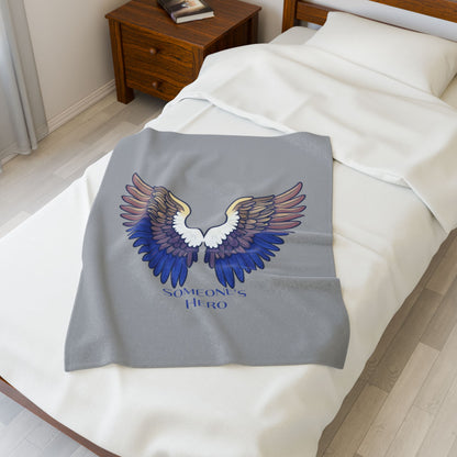 “Someone’s Hero” Angel Wings Organ Donor Memorial Comfort Blanket, Organ Donation Memorial Blanket, Veleveteen Plush