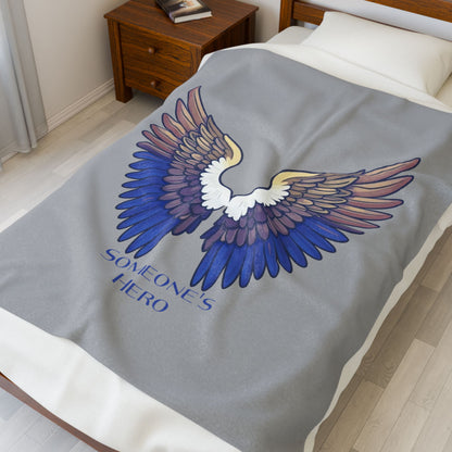 “Someone’s Hero” Angel Wings Organ Donor Memorial Comfort Blanket, Organ Donation Memorial Blanket, Veleveteen Plush