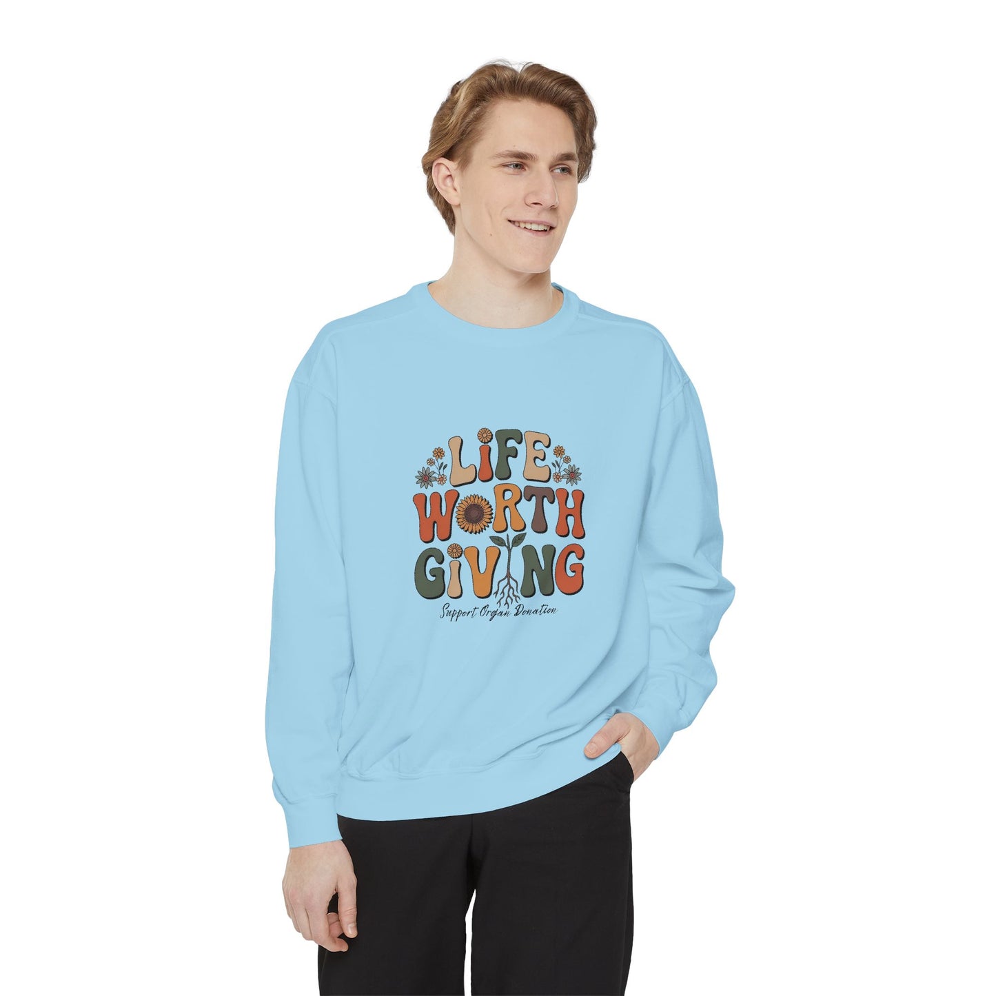 Life Worth Giving Organ Donation Sweatshirt, Comfort Colors Boho Donate Life, Transplant Gift, Green Ribbon, Living Donor, Kidney Transplant