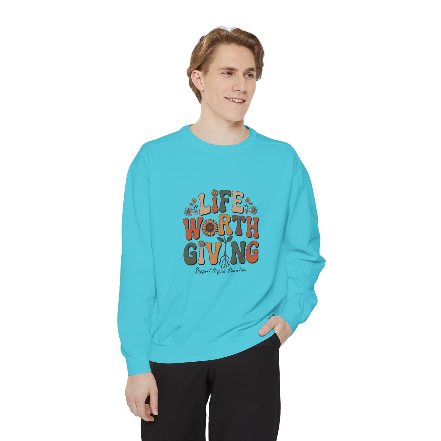 Life Worth Giving Organ Donation Sweatshirt, Comfort Colors Boho Donate Life, Transplant Gift, Green Ribbon, Living Donor, Kidney Transplant