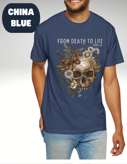 From Death to Life Comfort Colors Shirt, Bible Verse Organ Transplant Shirt