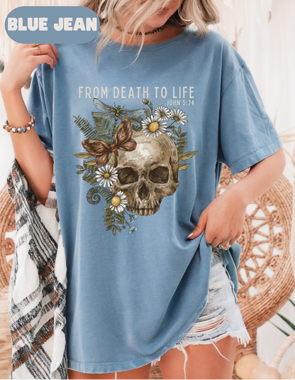 From Death to Life Comfort Colors Shirt, Bible Verse Organ Transplant Shirt