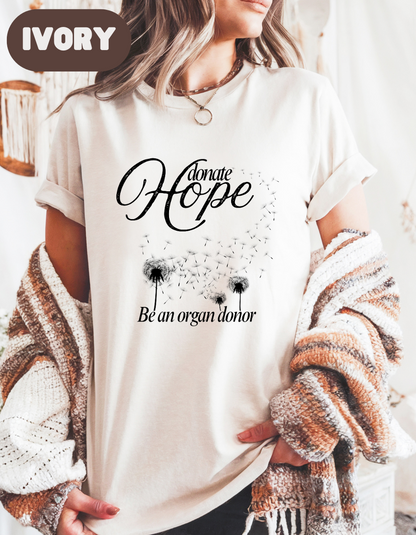 Donate Hope Shirt, Be an Organ Donor, Comfort Colors® Transplant Gift, Organ Donation Tee, Green Ribbon Shirt, Donate Life Awareness