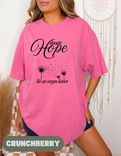 Donate Hope Shirt, Be an Organ Donor, Comfort Colors® Transplant Gift, Organ Donation Tee, Green Ribbon Shirt, Donate Life Awareness