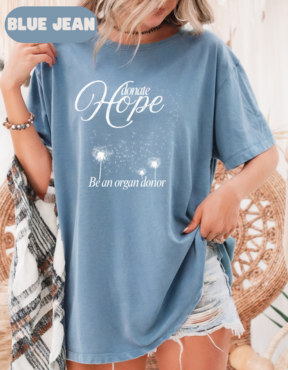 Donate Hope Shirt, Be an Organ Donor, Comfort Colors® Transplant Gift, Organ Donation Tee, Green Ribbon Shirt, Donate Life Awareness