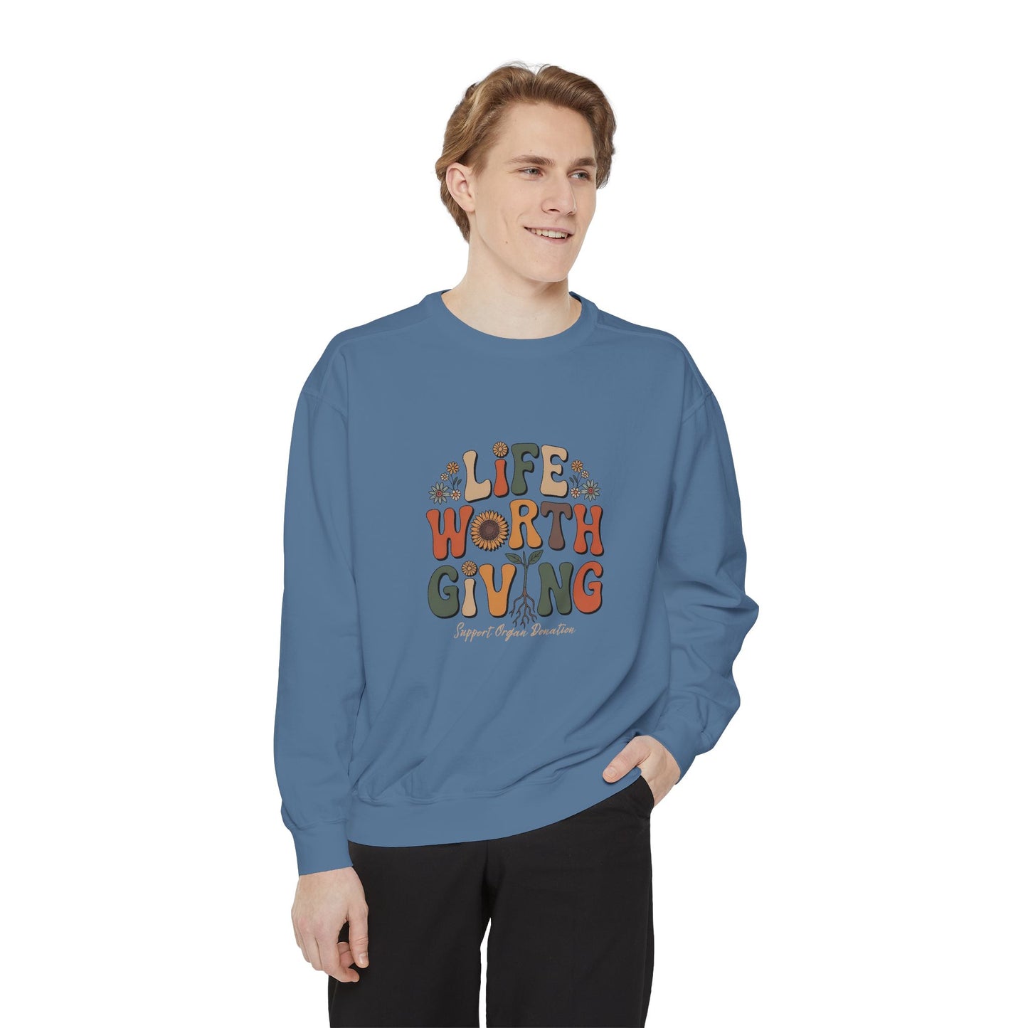 Life Worth Giving Organ Donation Sweatshirt, Comfort Colors Boho Donate Life, Transplant Gift, Green Ribbon, Living Donor, Kidney Transplant