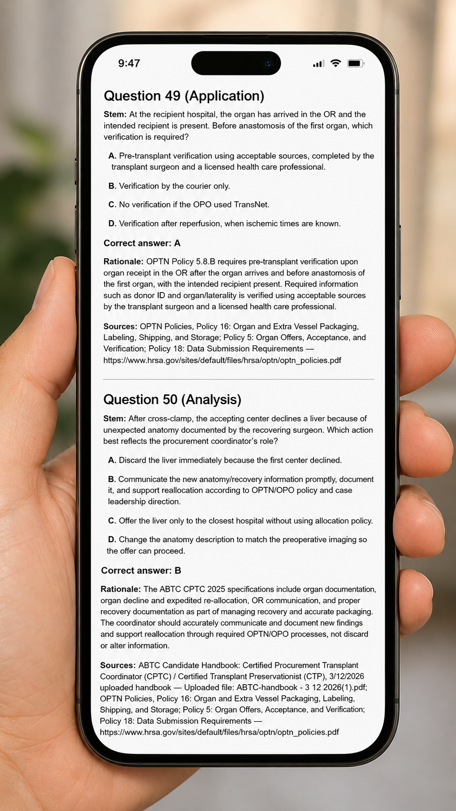 Organ Recovery & Preservation - 50 CPTC Exam Questions (July 2026 Edition)