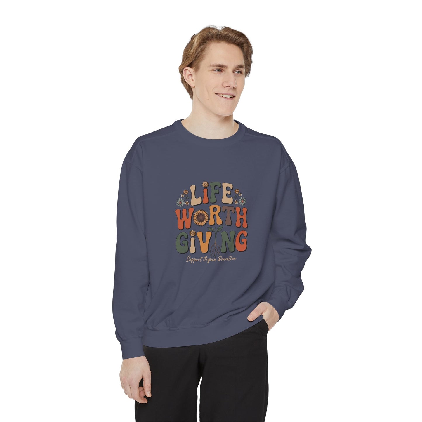 Life Worth Giving Organ Donation Sweatshirt, Comfort Colors Boho Donate Life, Transplant Gift, Green Ribbon, Living Donor, Kidney Transplant