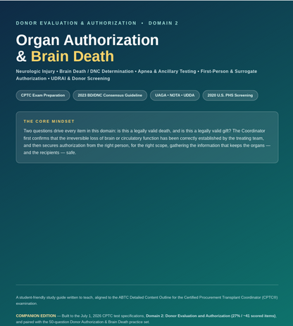 Donor Authorization & Brain Death - CPTC Exam Study Guide (2026 Edition)