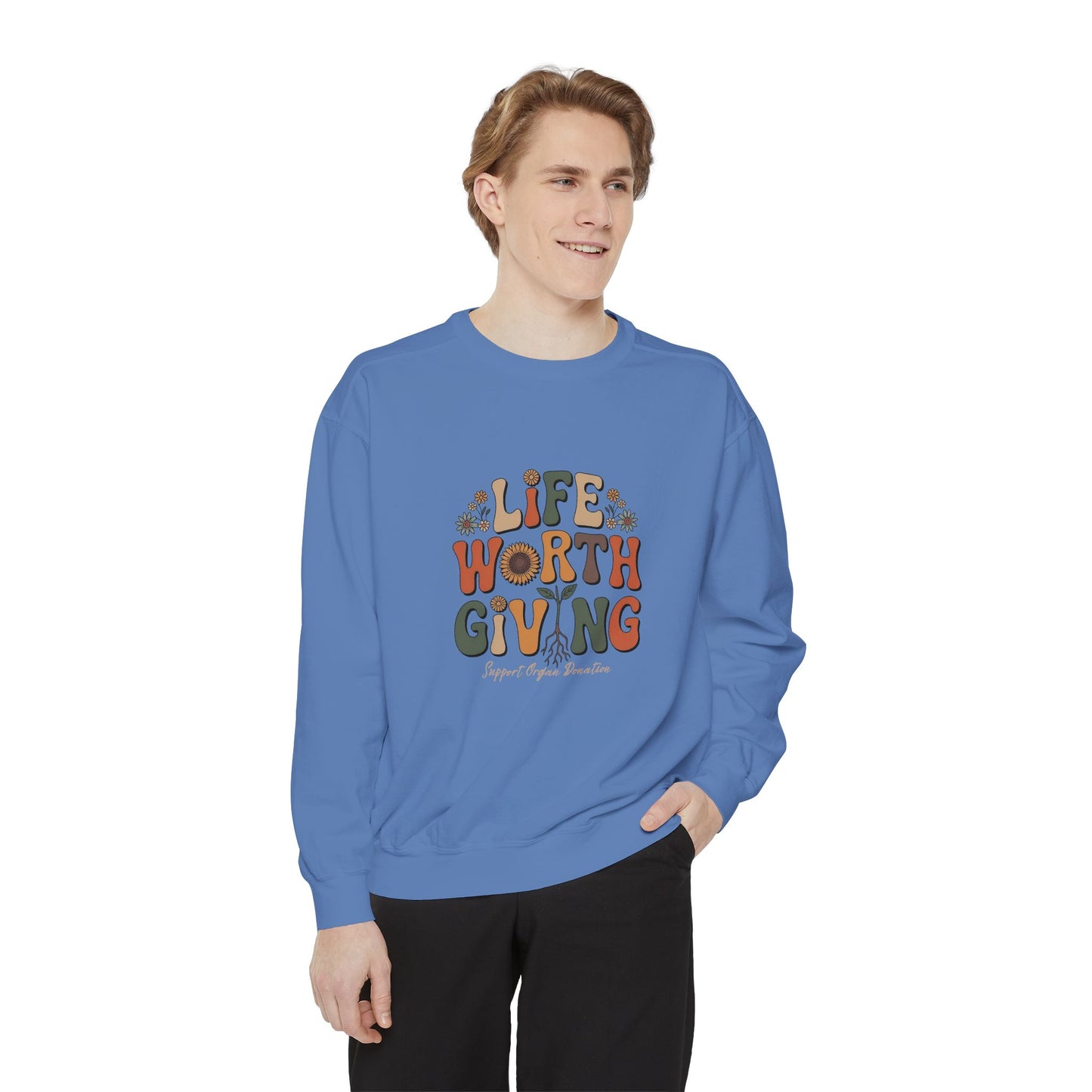 Life Worth Giving Organ Donation Sweatshirt, Comfort Colors Boho Donate Life, Transplant Gift, Green Ribbon, Living Donor, Kidney Transplant