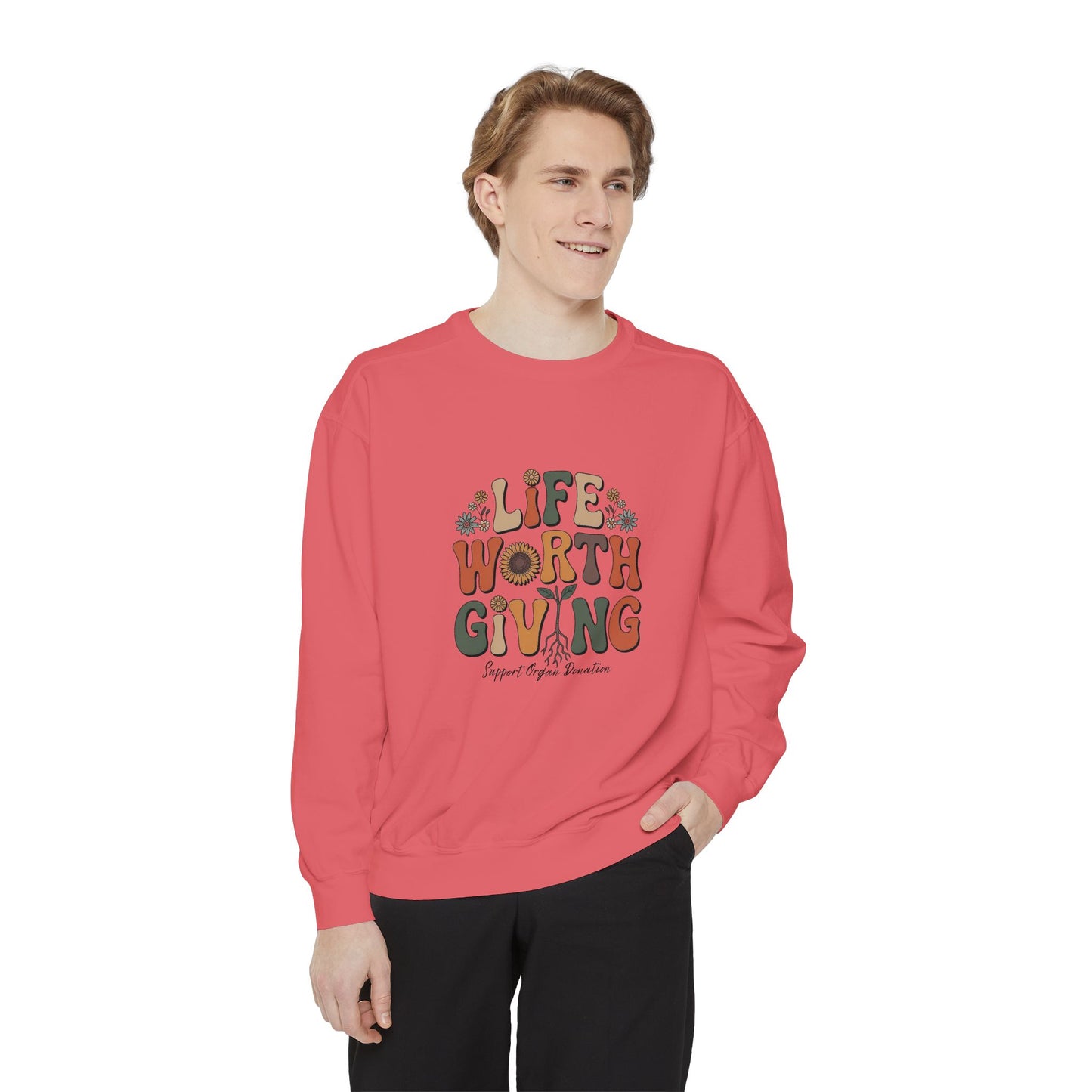 Life Worth Giving Organ Donation Sweatshirt, Comfort Colors Boho Donate Life, Transplant Gift, Green Ribbon, Living Donor, Kidney Transplant