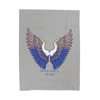 “Someone’s Hero” Angel Wings Organ Donor Memorial Comfort Blanket, Organ Donation Memorial Blanket, Veleveteen Plush