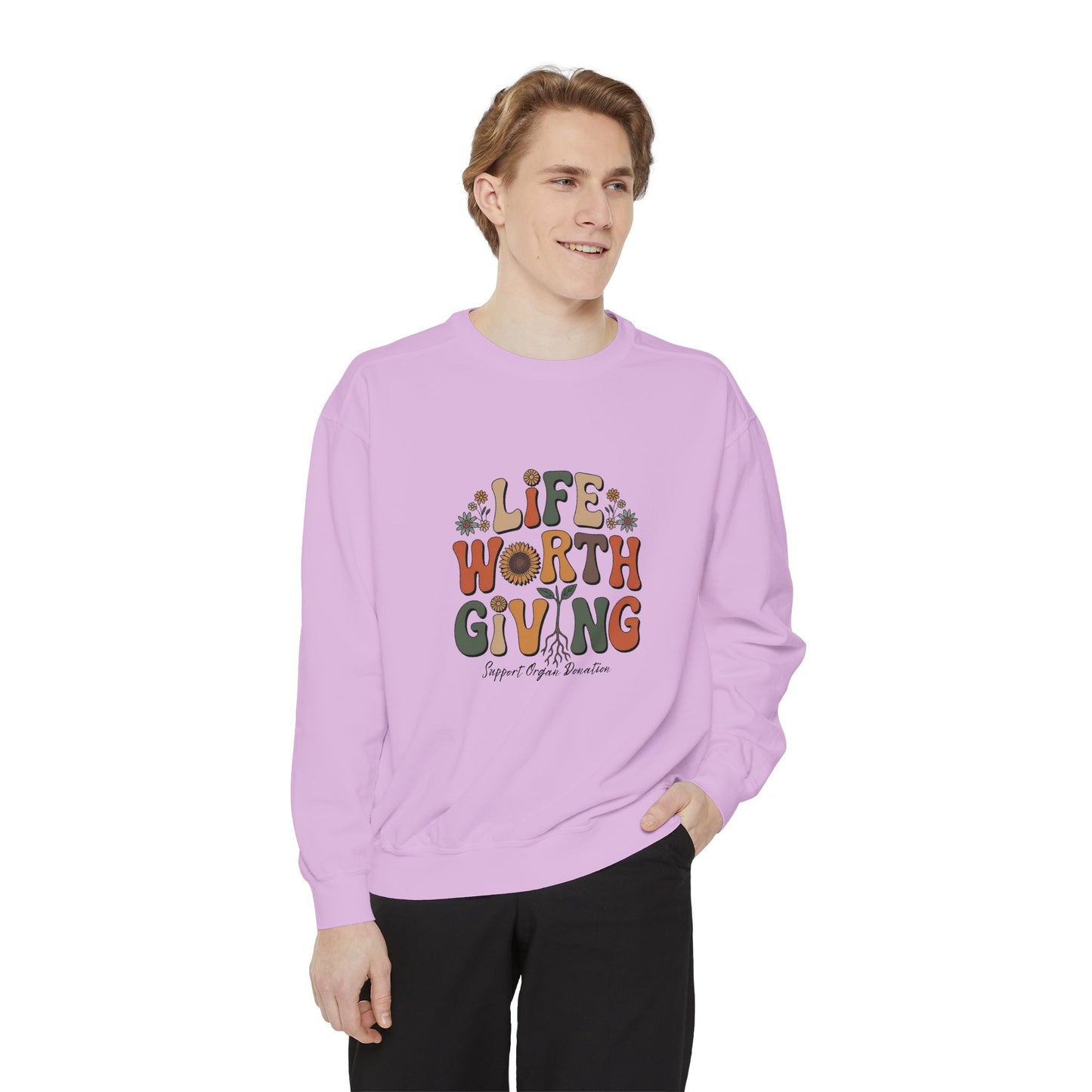 Life Worth Giving Organ Donation Sweatshirt, Comfort Colors Boho Donate Life, Transplant Gift, Green Ribbon, Living Donor, Kidney Transplant
