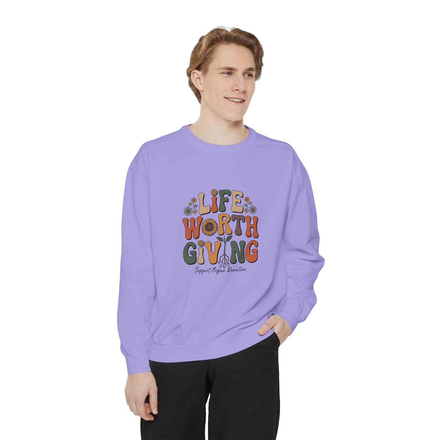 Life Worth Giving Organ Donation Sweatshirt, Comfort Colors Boho Donate Life, Transplant Gift, Green Ribbon, Living Donor, Kidney Transplant