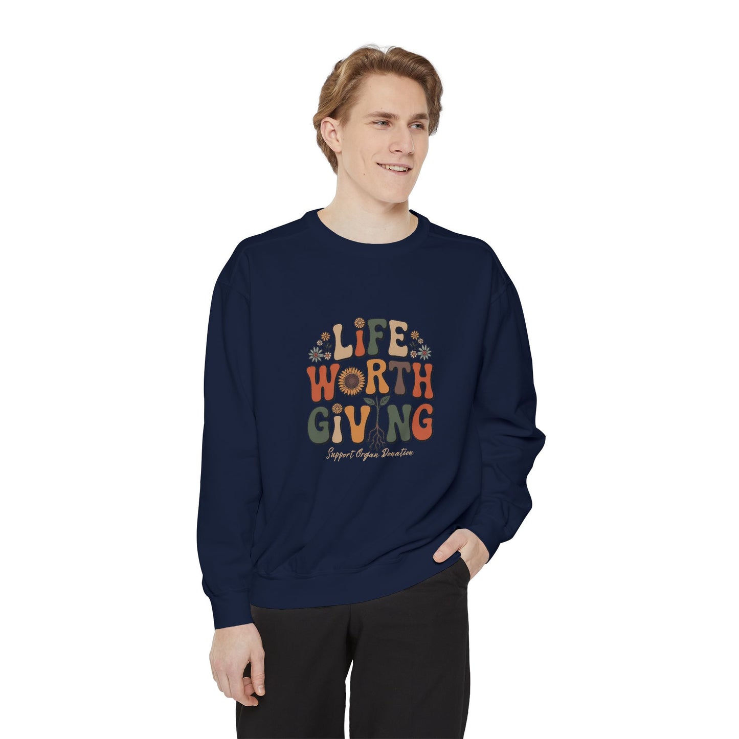 Life Worth Giving Organ Donation Sweatshirt, Comfort Colors Boho Donate Life, Transplant Gift, Green Ribbon, Living Donor, Kidney Transplant