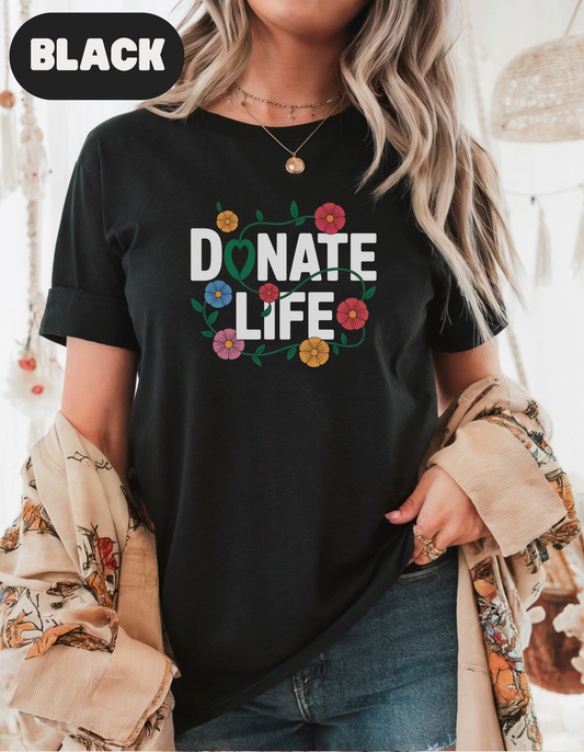 Comfort Colors Floral Donate Life Shirt, Organ Donation Shirt, Organ Donor, Organ Transplant, Heart, Liver, Kidney, Lung, Living Donor, RN