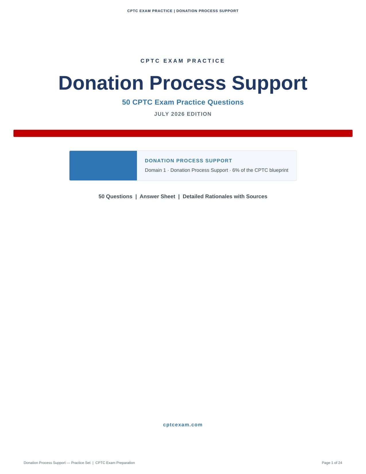 Donation Process Support - 50 CPTC Exam Practice Questions (July 2026 Edition)