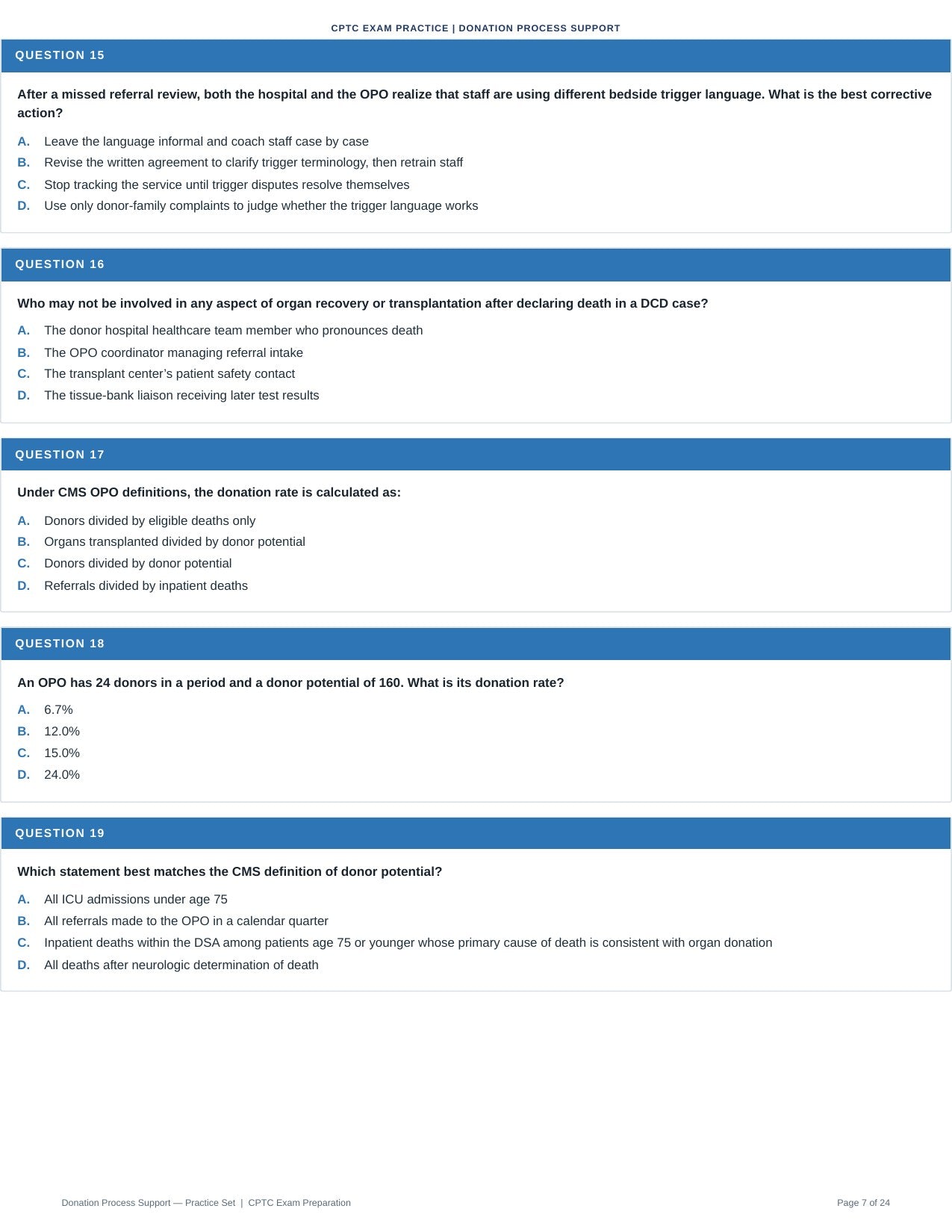 Donation Process Support - 50 CPTC Exam Practice Questions (July 2026 Edition)