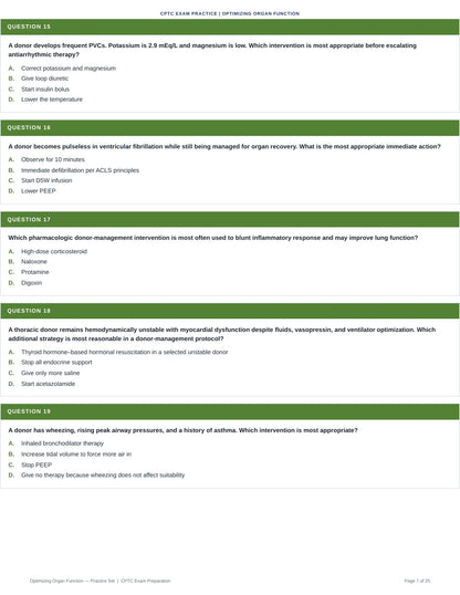 Donor Management and Optimization (Part 2) -Optimizing Organ Function - 50 CPTC Practice Questions (July 2026 Edition)
