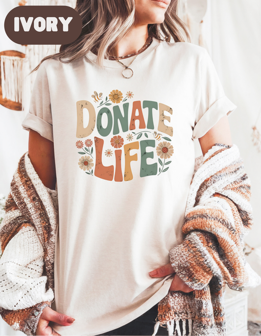 Boho Donate Life Shirt, Organ Donation Shirt, Organ Donor, Organ Transplant, Heart, Liver, Kidney, Lung, Eye, Living Donor, Gift For Nurse