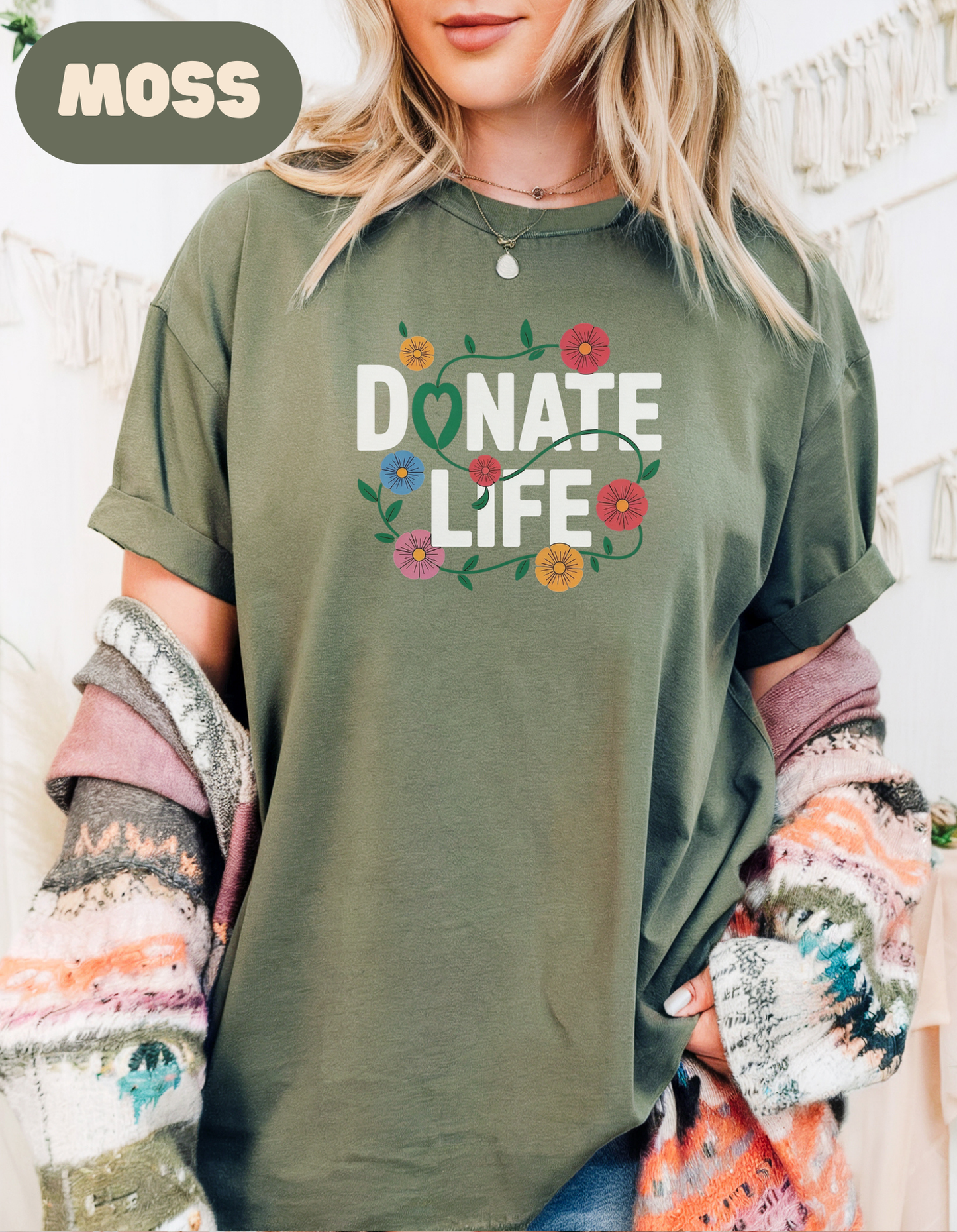 Comfort Colors Floral Donate Life Shirt, Organ Donation Shirt, Organ Donor, Organ Transplant, Heart, Liver, Kidney, Lung, Living Donor, RN