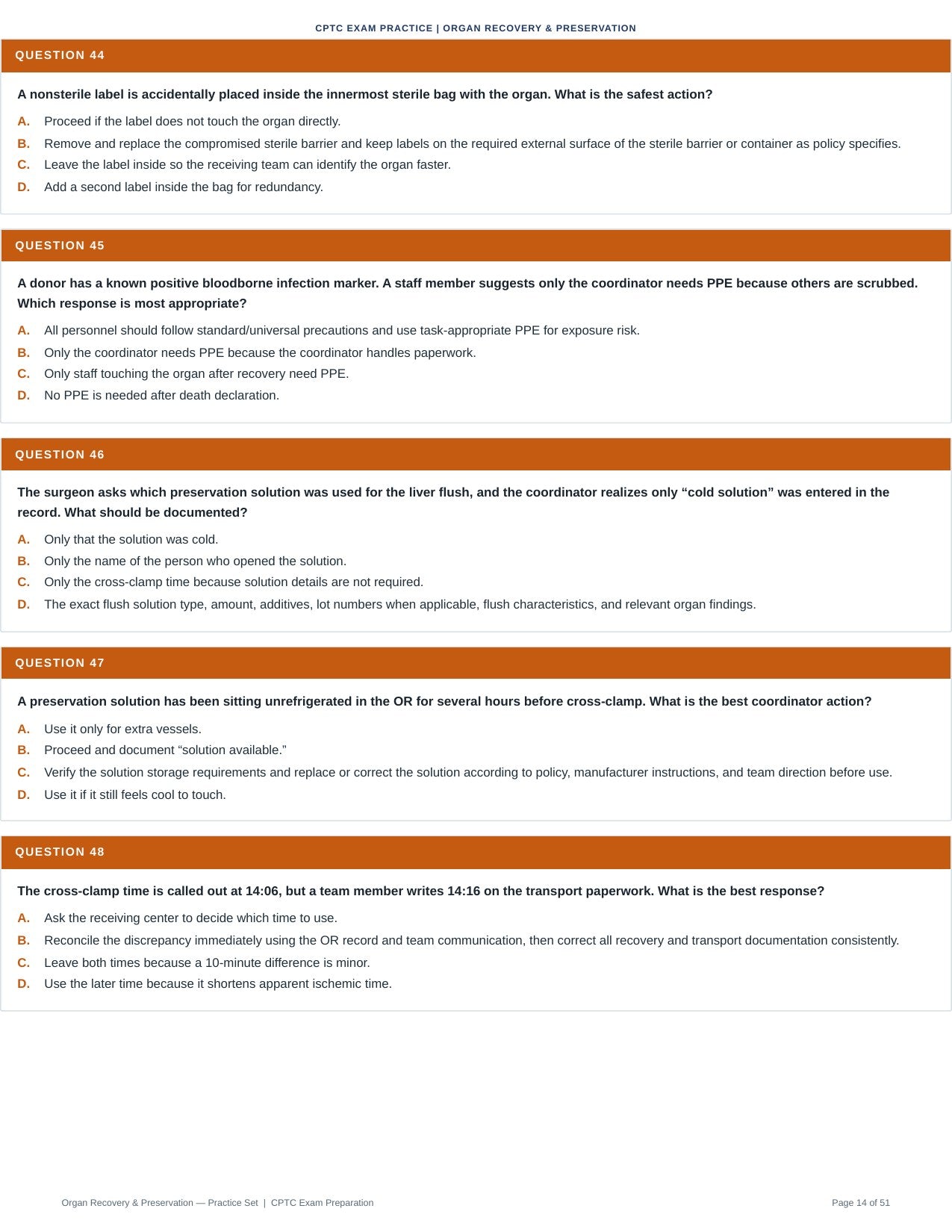 Organ Recovery & Preservation - 100 CPTC Exam Practice Questions (July 2026 Edition)